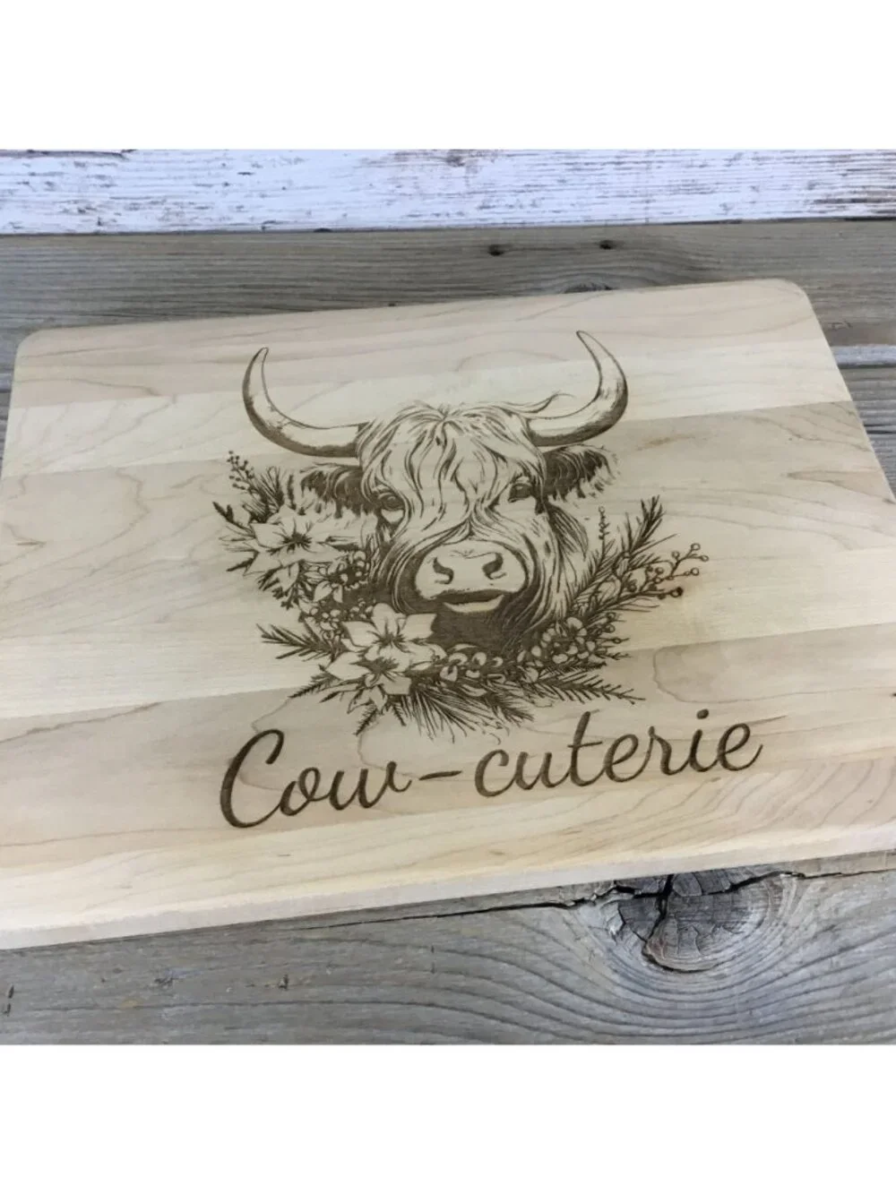 Cow-Cuterie Maple Engraved Cutting Board 11.5